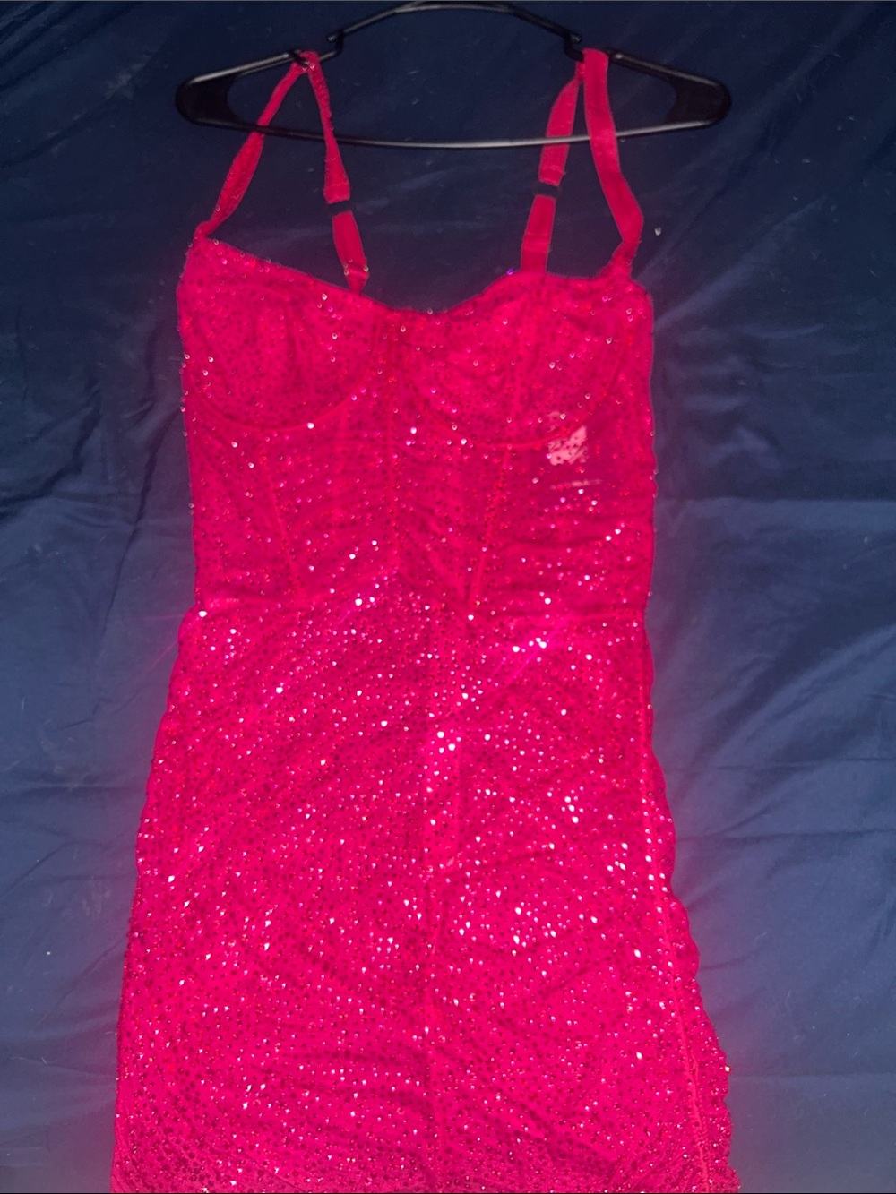 Fashion Nova Hot Pink Sequin Slip Dress